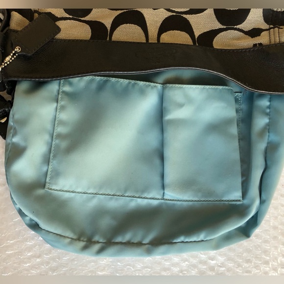 Coach Zoe Hobo shoulder bag Black signature C Leather Silver hardware EUC - Picture 14 of 16